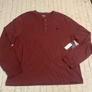 Izod men’s quarter button casual Minimalist plain long sleeve 2xl shirt‎ cotton
